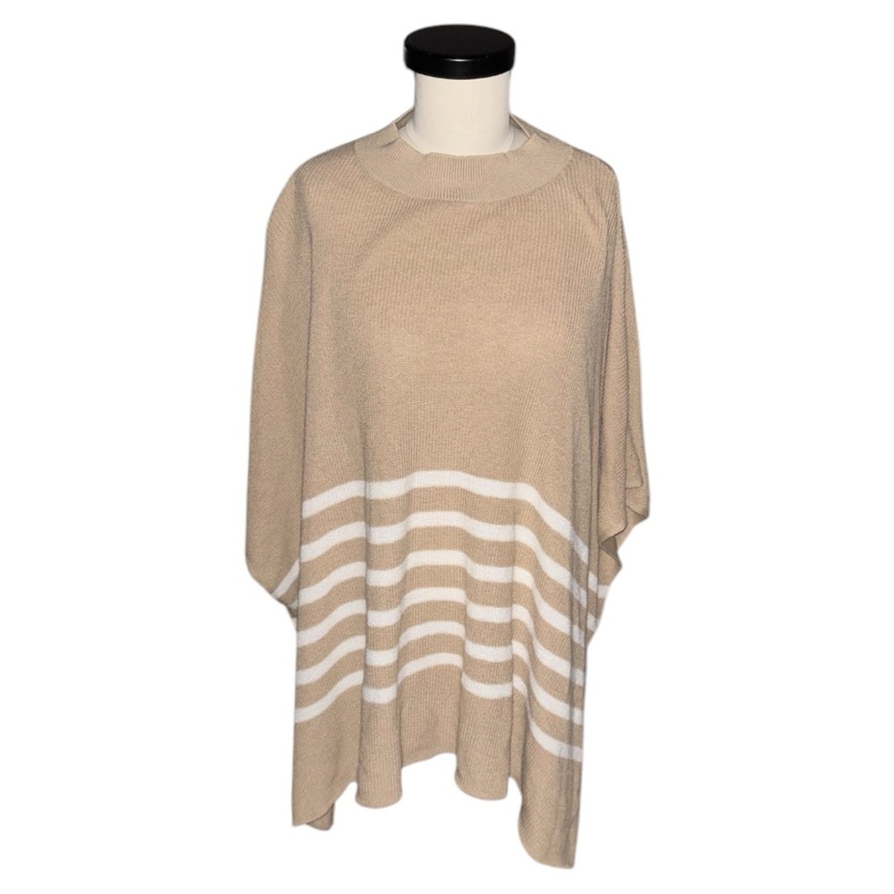 J. Crew Camel & Ivory Striped Poncho